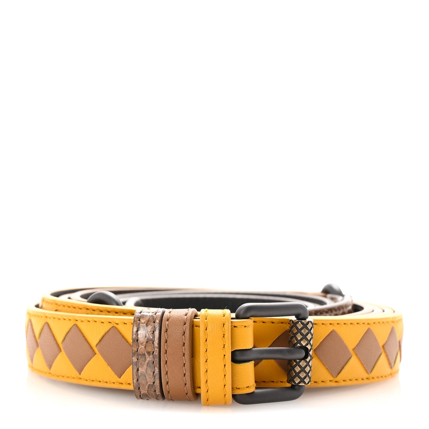 Nappa Snakeskin Intrecciato Wrap 20mm Belt Cammello