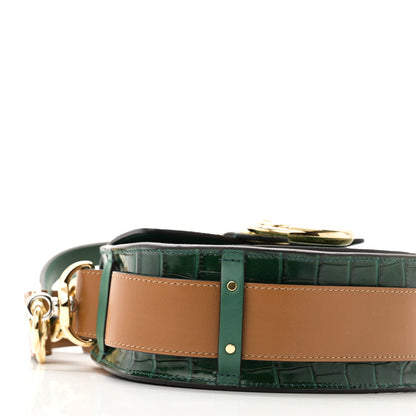 Chloe Calfskin Crocodile Embossed Small Tess Bag Woodsy Green 8 of 9