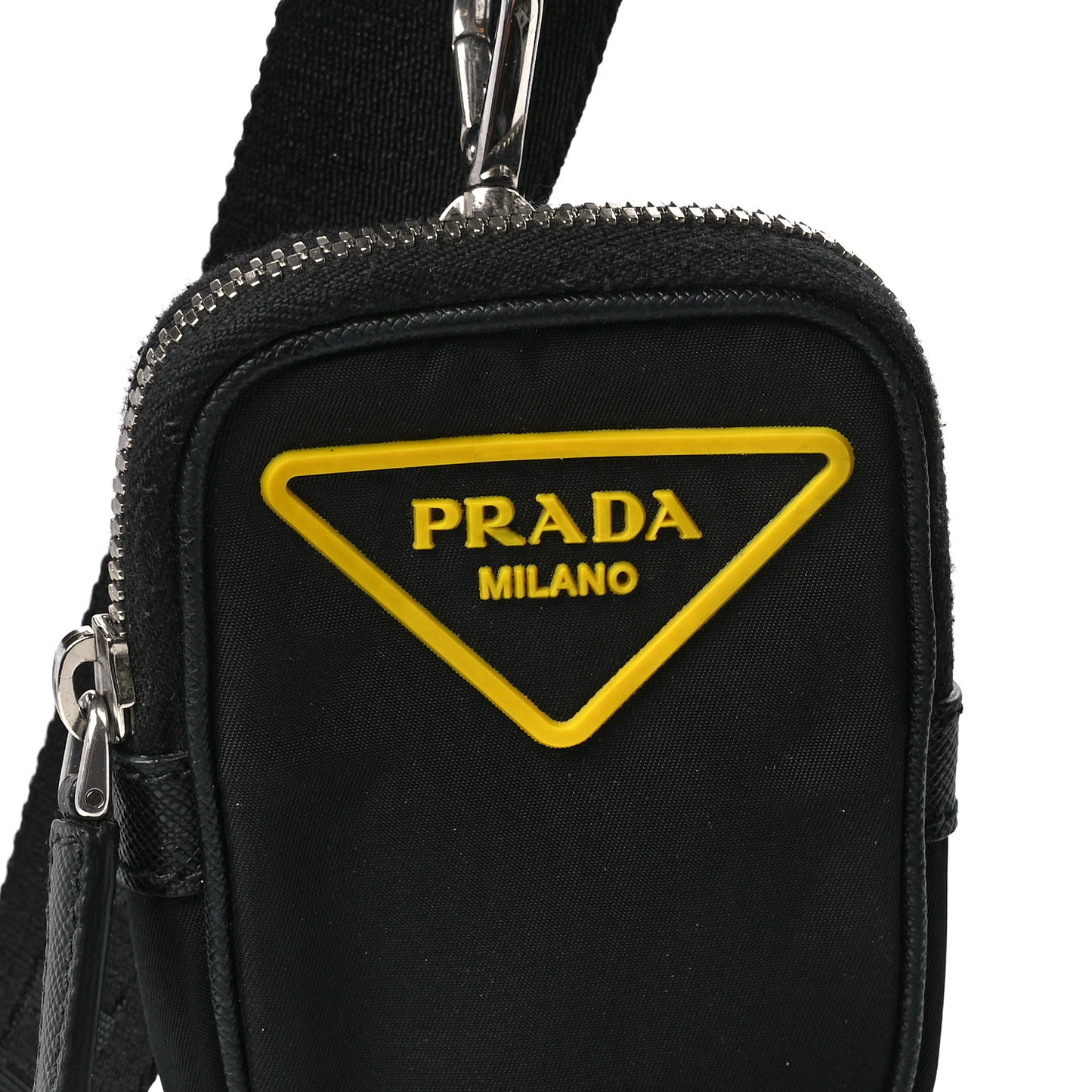 Tessuto Nylon Saffiano Messenger Bag Black Yellow