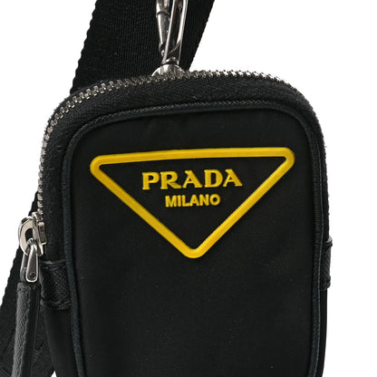 Prada Tessuto Nylon Saffiano Messenger Bag Black Yellow 9 of 13