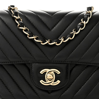 Chanel Lambskin Chevron Quilted Mini Square Flap Black 8 of 11