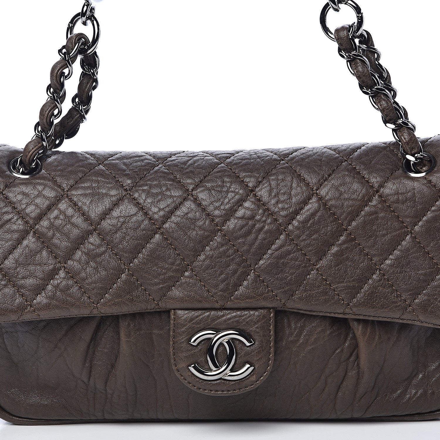 Chanel Distressed Lambskin Lady Braid Flap Brown 10 of 11
