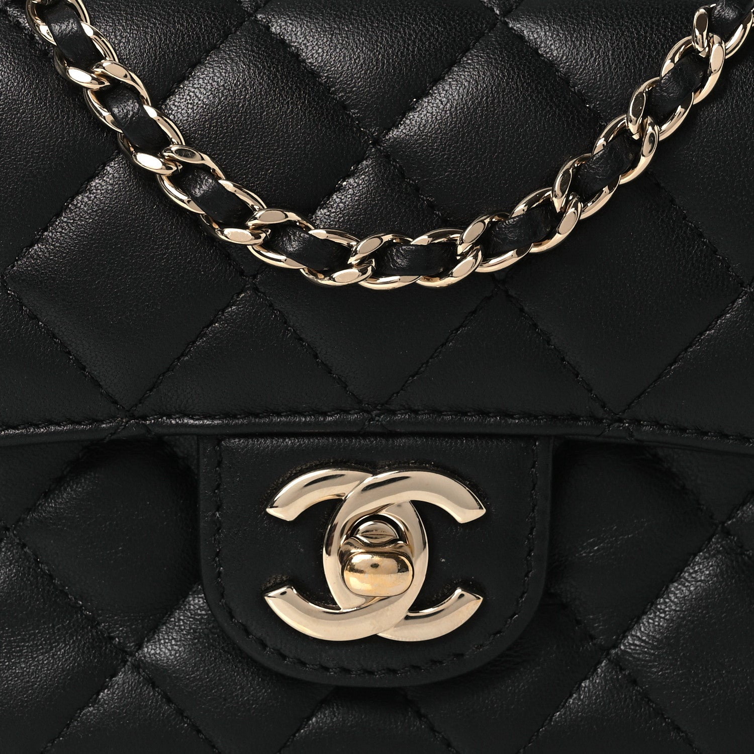 Chanel Lambskin Quilted Mini Crystal Top Handle Rectangular Flap Black 8 of 13