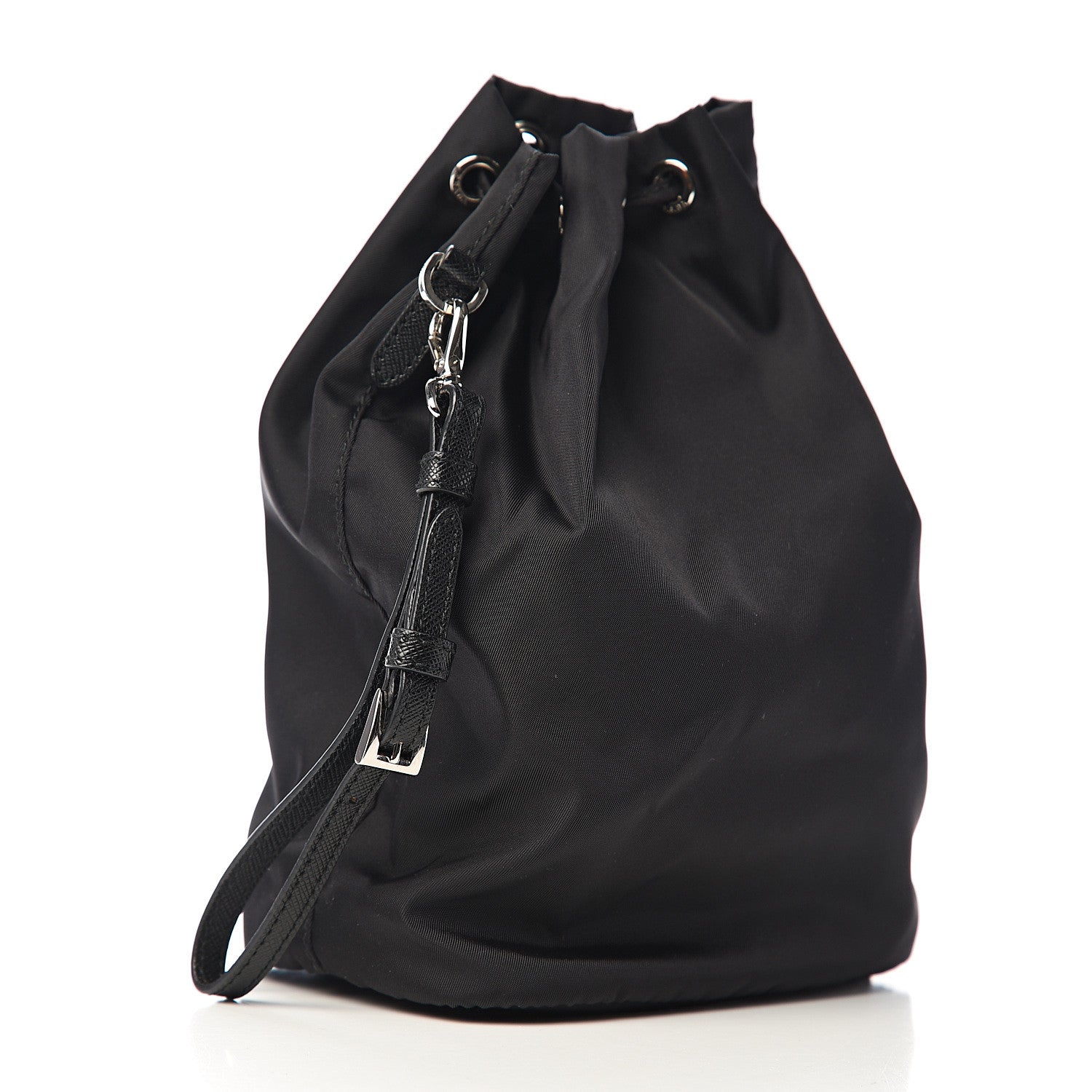 Prada Saffiano Tessuto Nylon Vela Bucket Wristlet Black 2 of 6