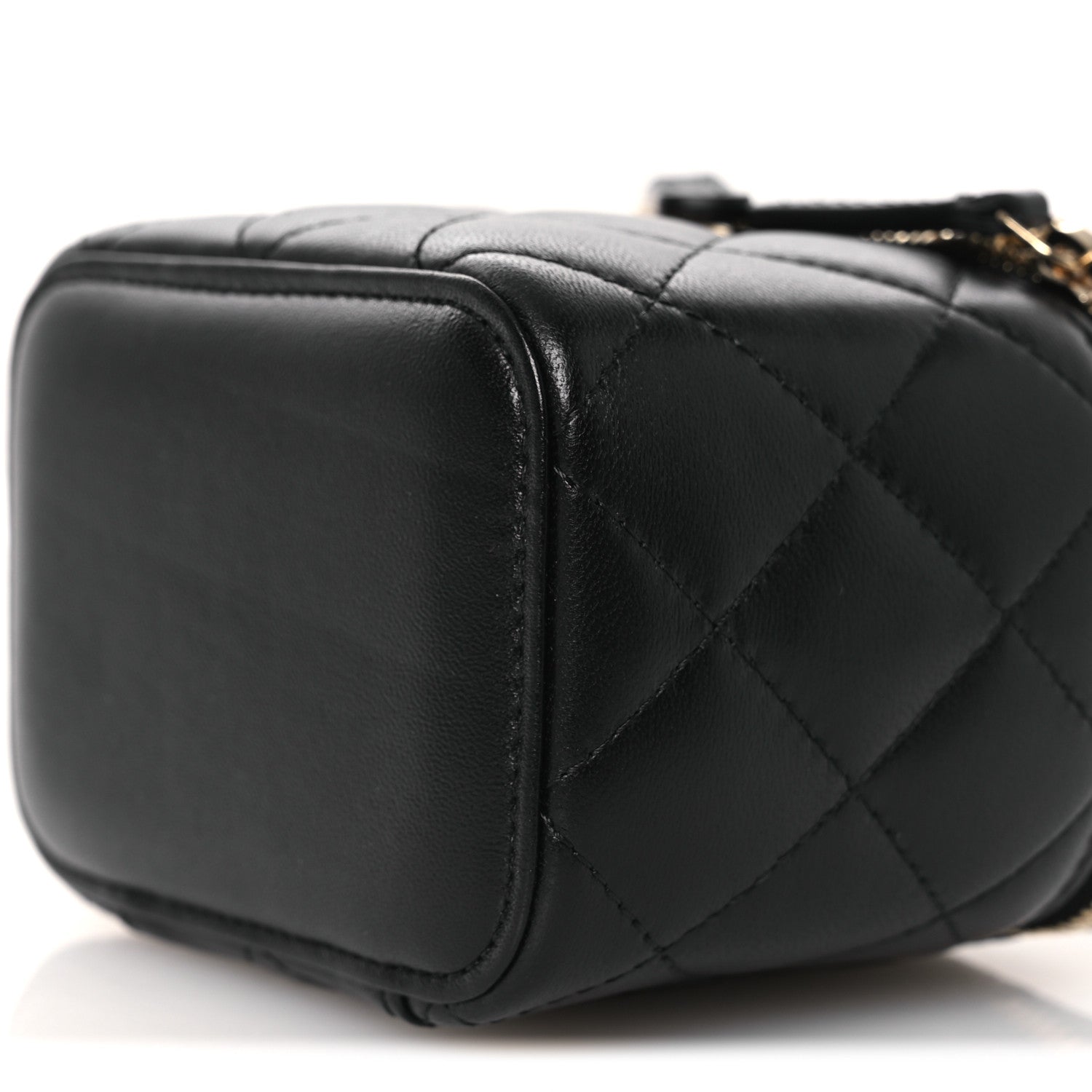 Chanel Lambskin Quilted Mini Pearl Crush Vanity Case With Chain Black 10 of 11