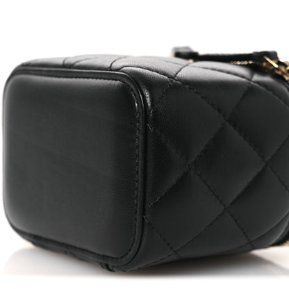 Chanel Lambskin Quilted Mini Pearl Crush Vanity Case With Chain Black 10 of 11