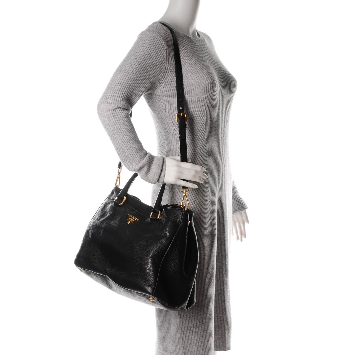 Prada Vitello Daino Tote Nero Black 2 of 8