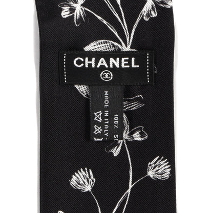 Chanel Silk CC Slim Bandeau Scarf Black White 4 of 4
