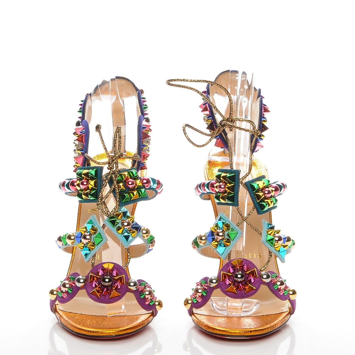 Suede Lame Studded Kaleikita 100 Sandals 39 Version Gold