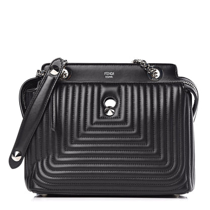 Fendi Shiny Nappa Trapuntata Small DotCom Click Chain Satchel Black 1 of 11