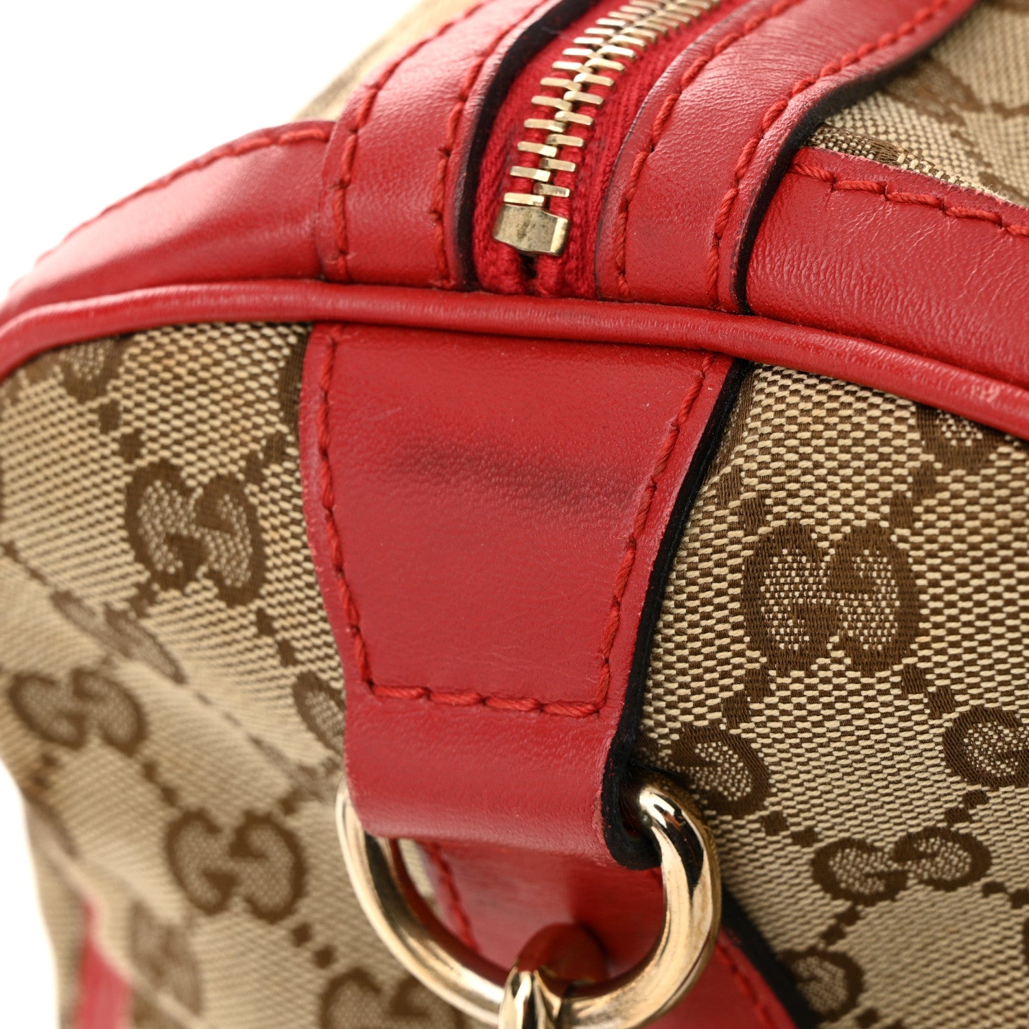 Gucci Monogram Vintage Web Medium Boston Red 12 of 14