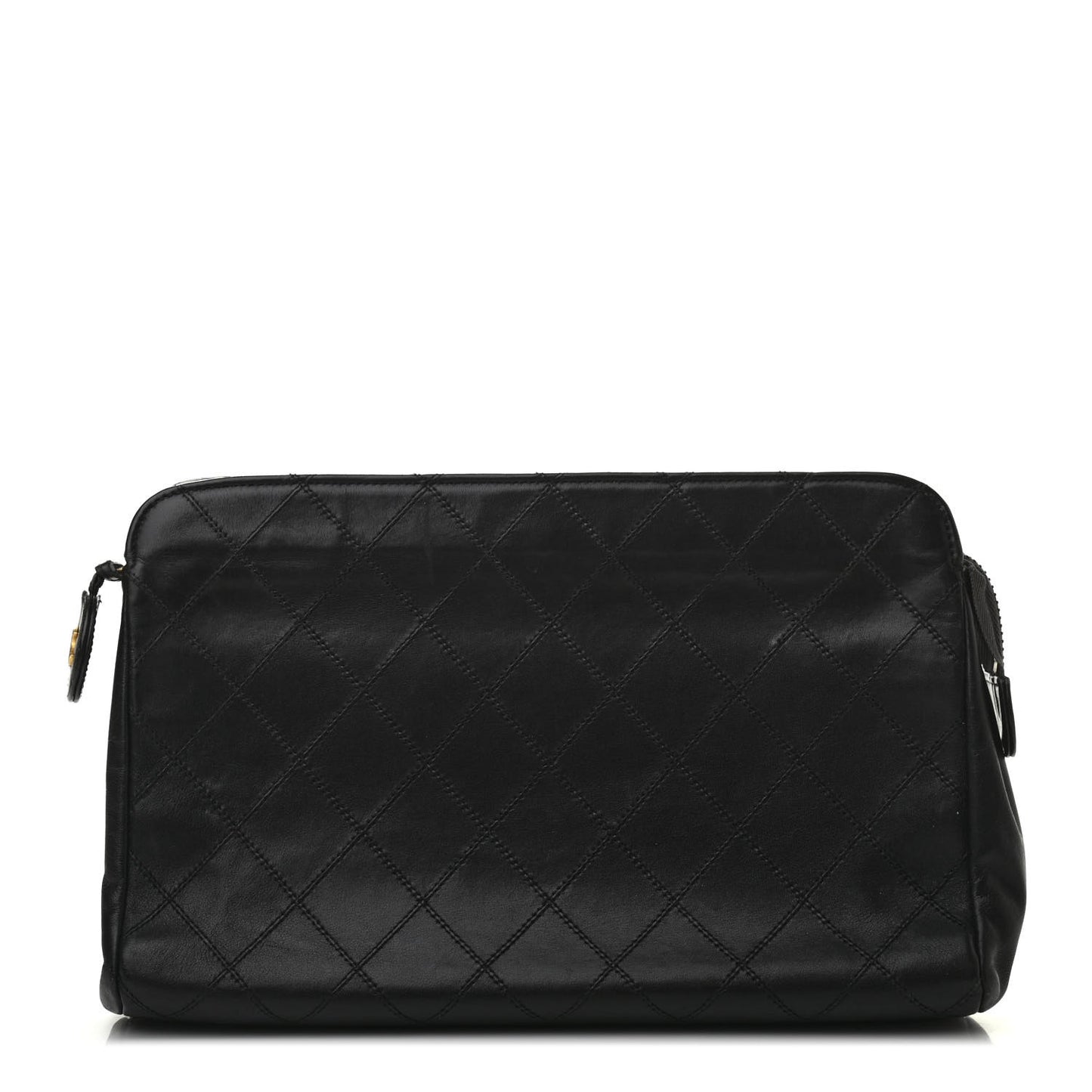Lambskin Quilted Cosmetic Case Black