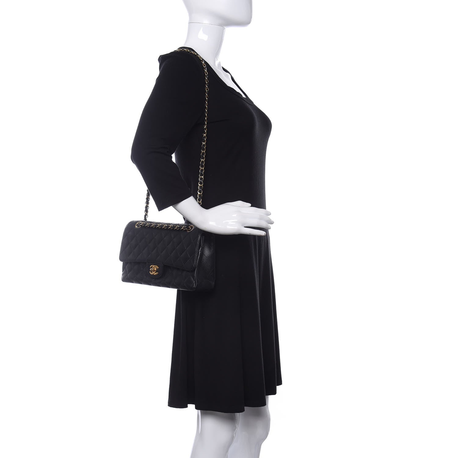 Chanel Caviar Quilted Medium Double Flap Black 2 of 10