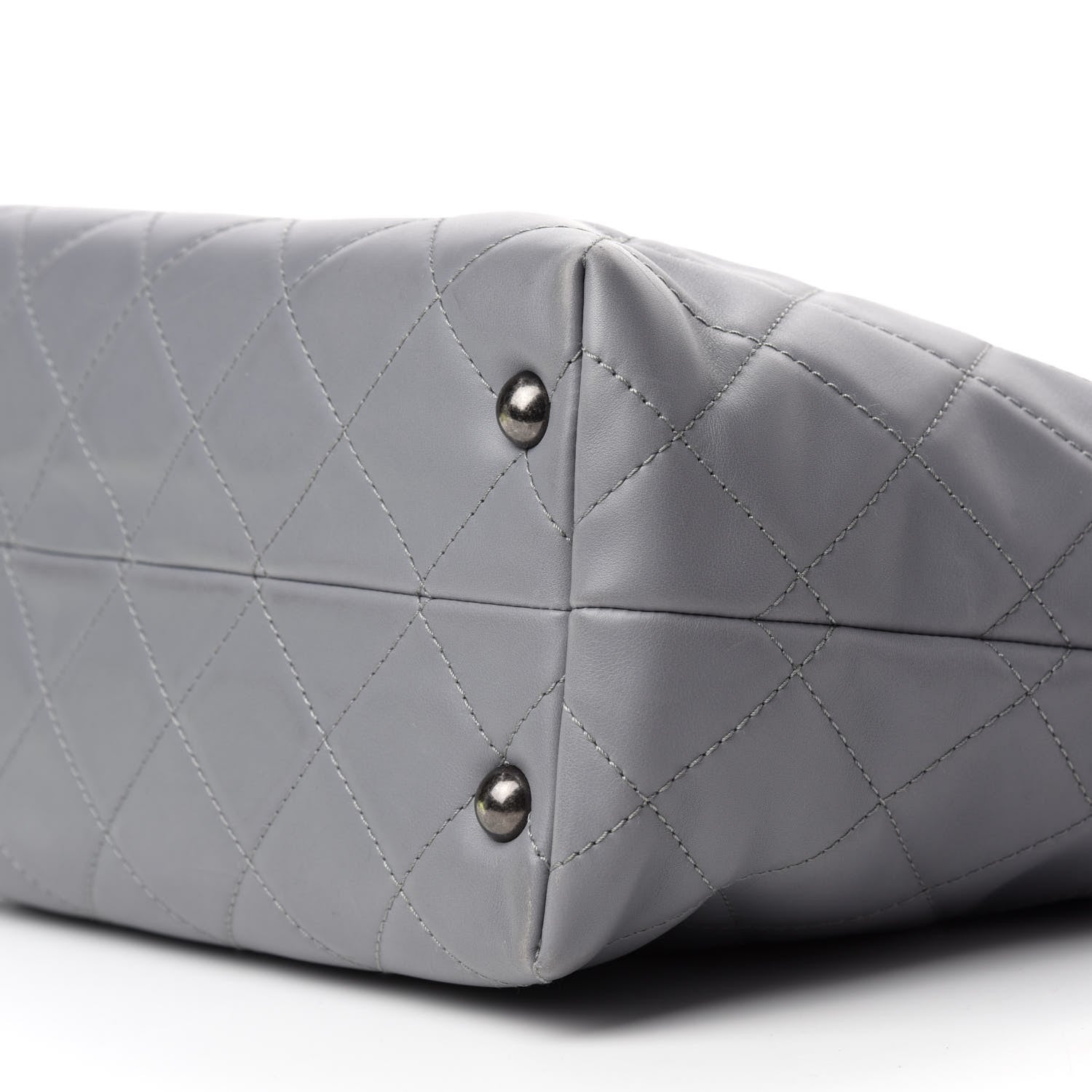 Chanel Lambskin Quilted Shopping Tote Grey 7 of 11