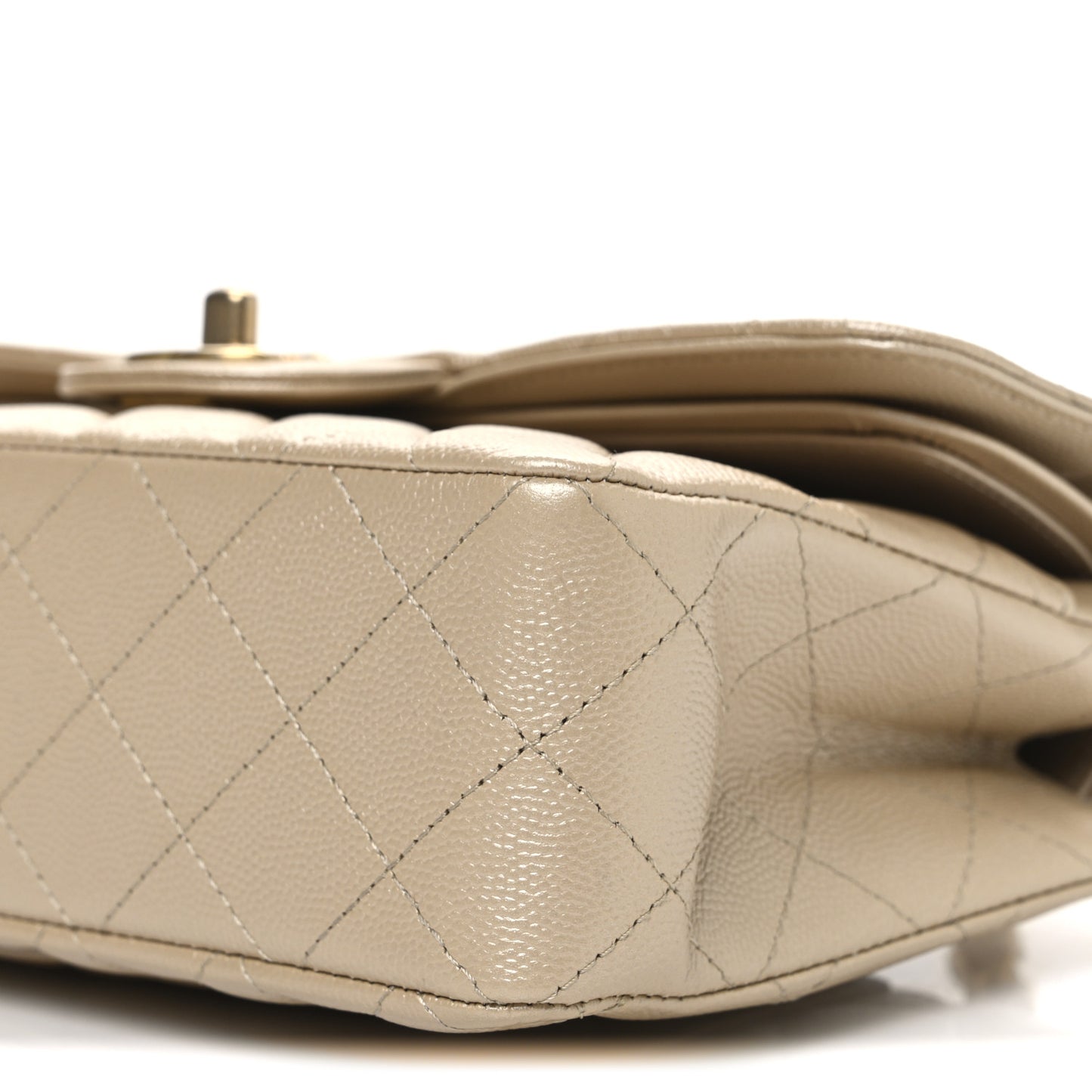 Metallic Caviar Quilted Small Double Flap Gold