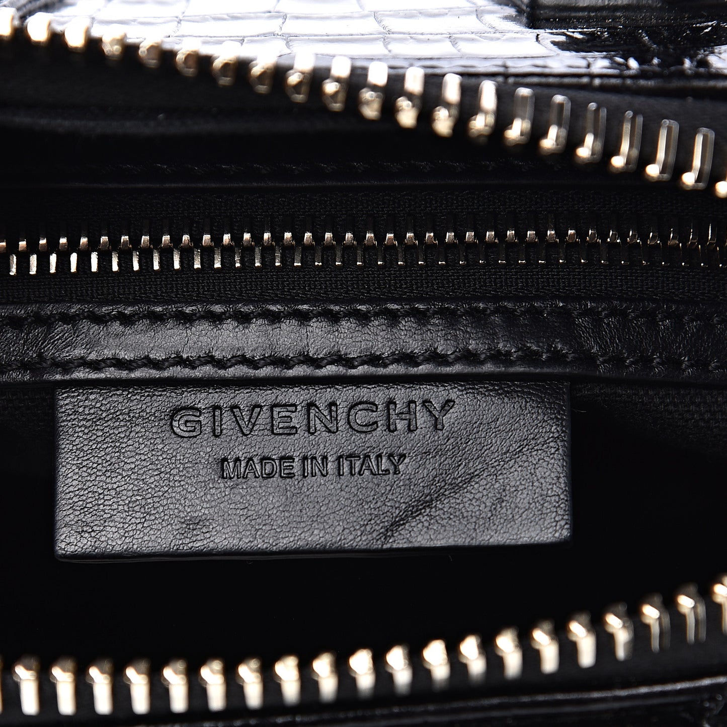 Calfskin Crocodile Embossed Mini Antigona Black