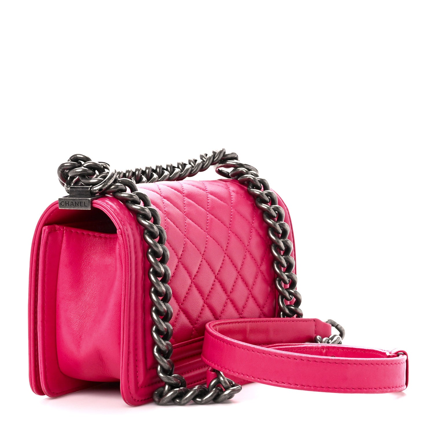 Chanel Lambskin Quilted Small Boy Flap Dark Pink 3 of 10