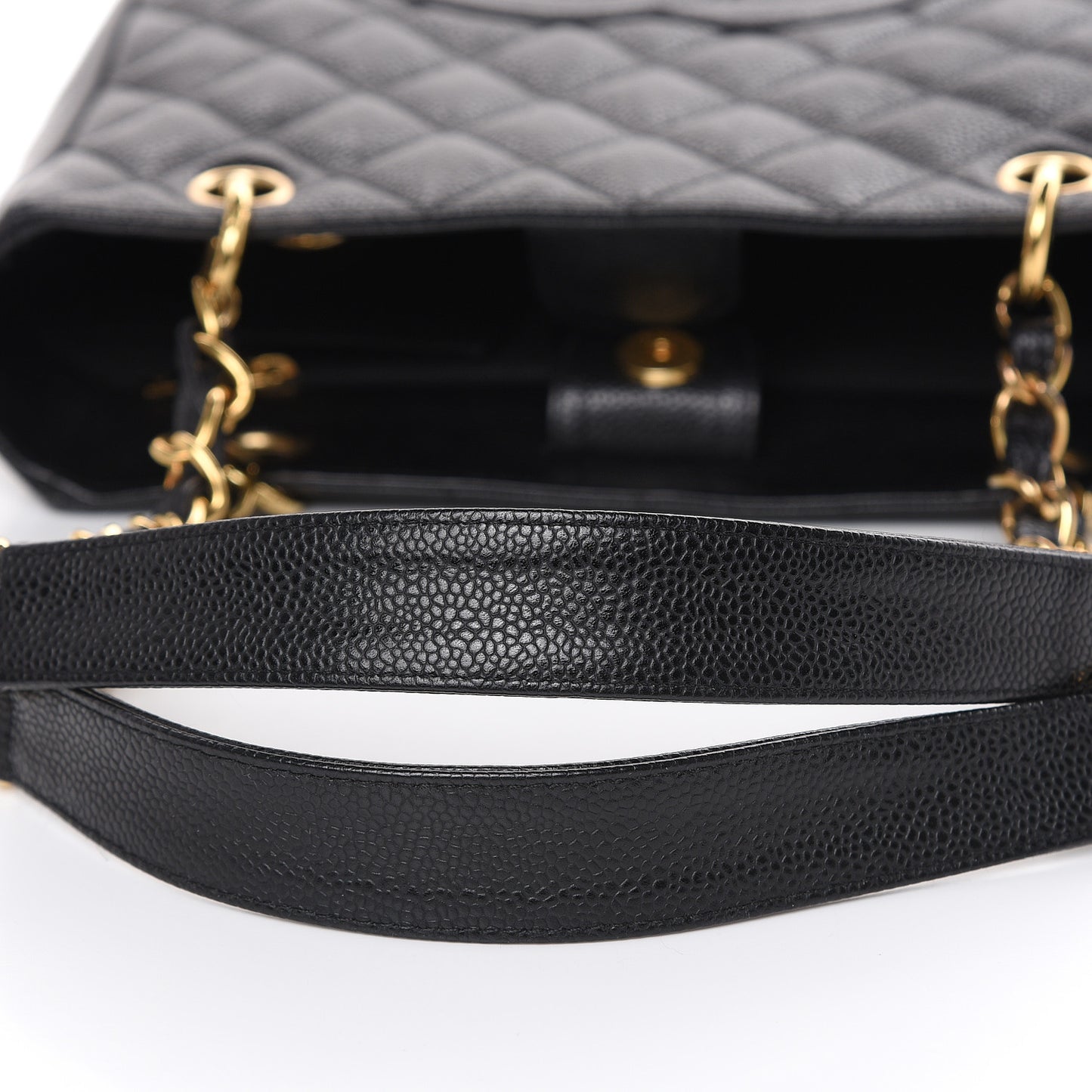 Caviar Quilted Petit Shopping Tote PST Black