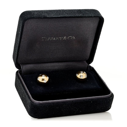 Tiffany 18K Yellow Gold Platinum Diamond 10.5mm Etoile Ball Earrings 5 of 5