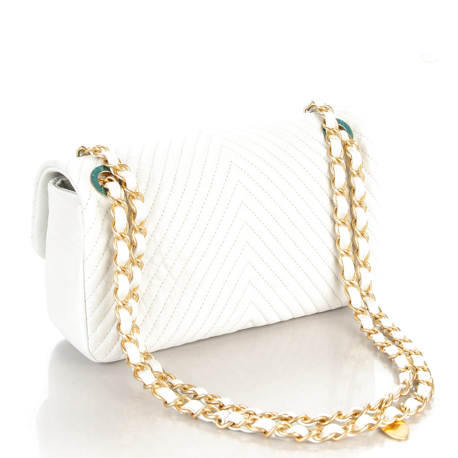Chanel Wrinkled Lambskin Chevron Quilted Small Flap White 3 of 9