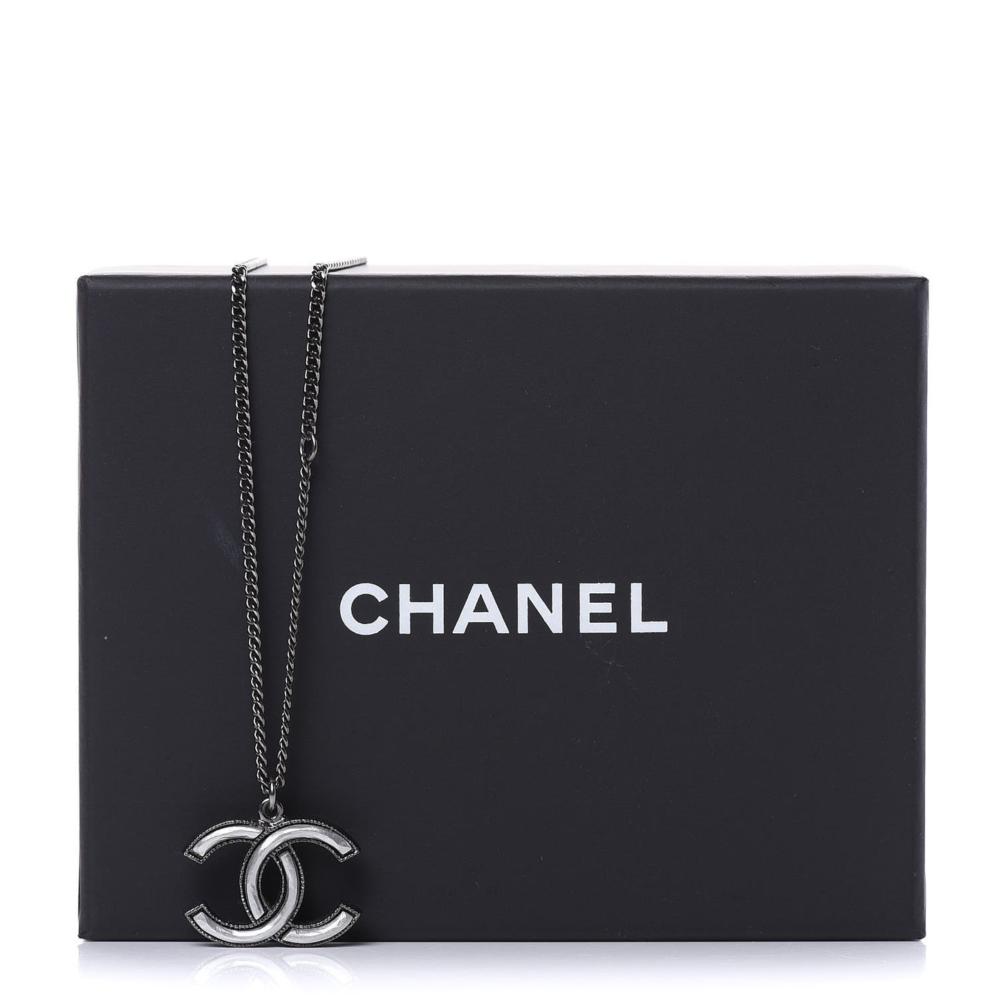 Ruthenium Enamel CC Necklace Silver