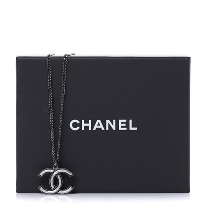 Chanel Ruthenium Enamel CC Necklace Silver 6 of 6
