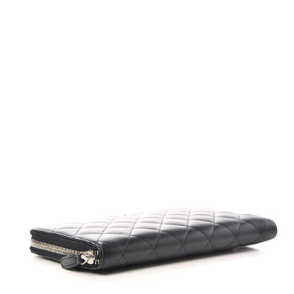 Chanel Lambskin Quilted Large Zip Around Organizer Wallet Black 4 of 7