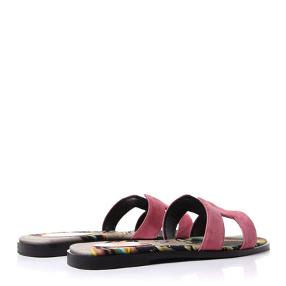 Hermes Suede Goatskin Oran Sandals 38.5 Rose De Venice 4 of 10
