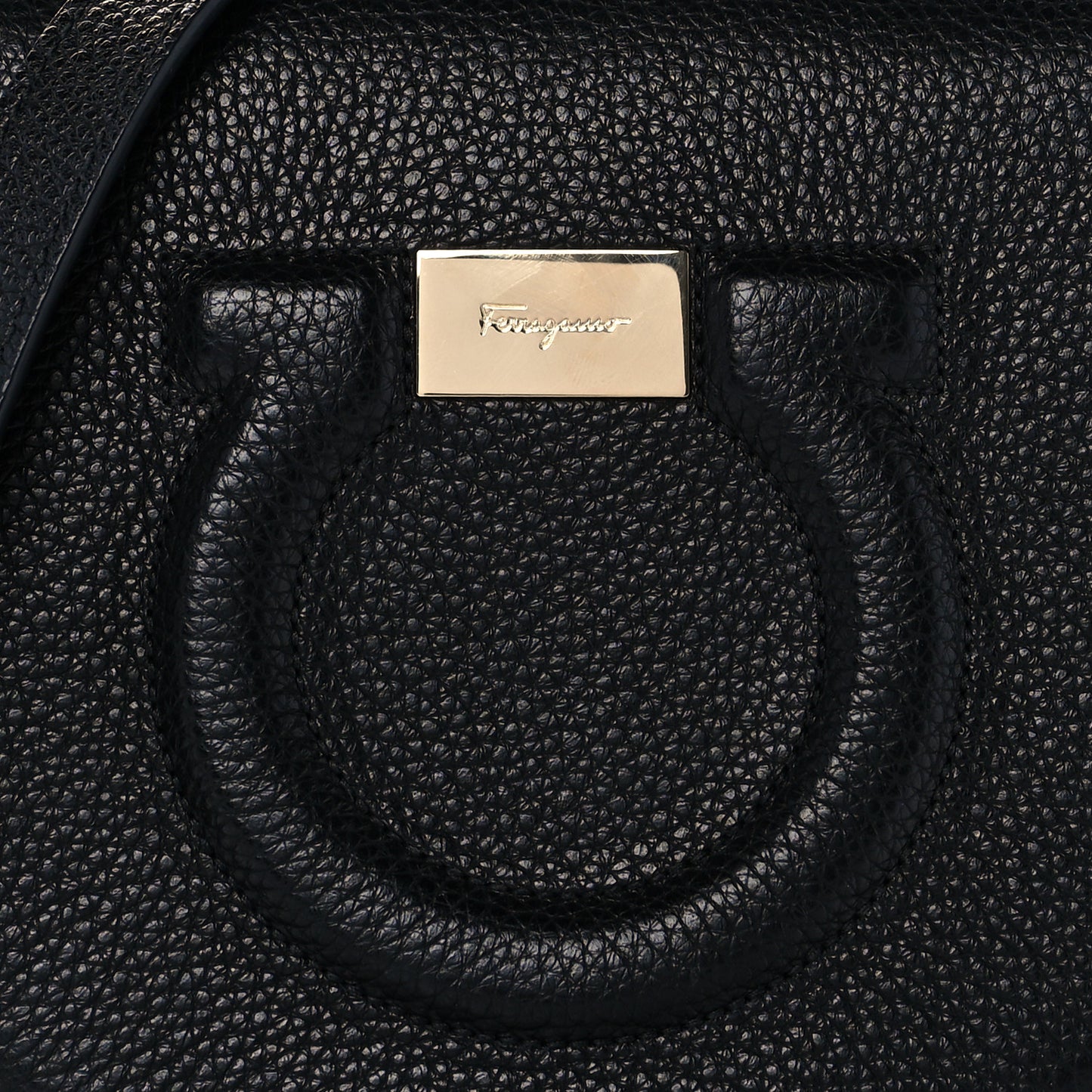 Hammered Calfskin Crossbody Bag Gancini Black