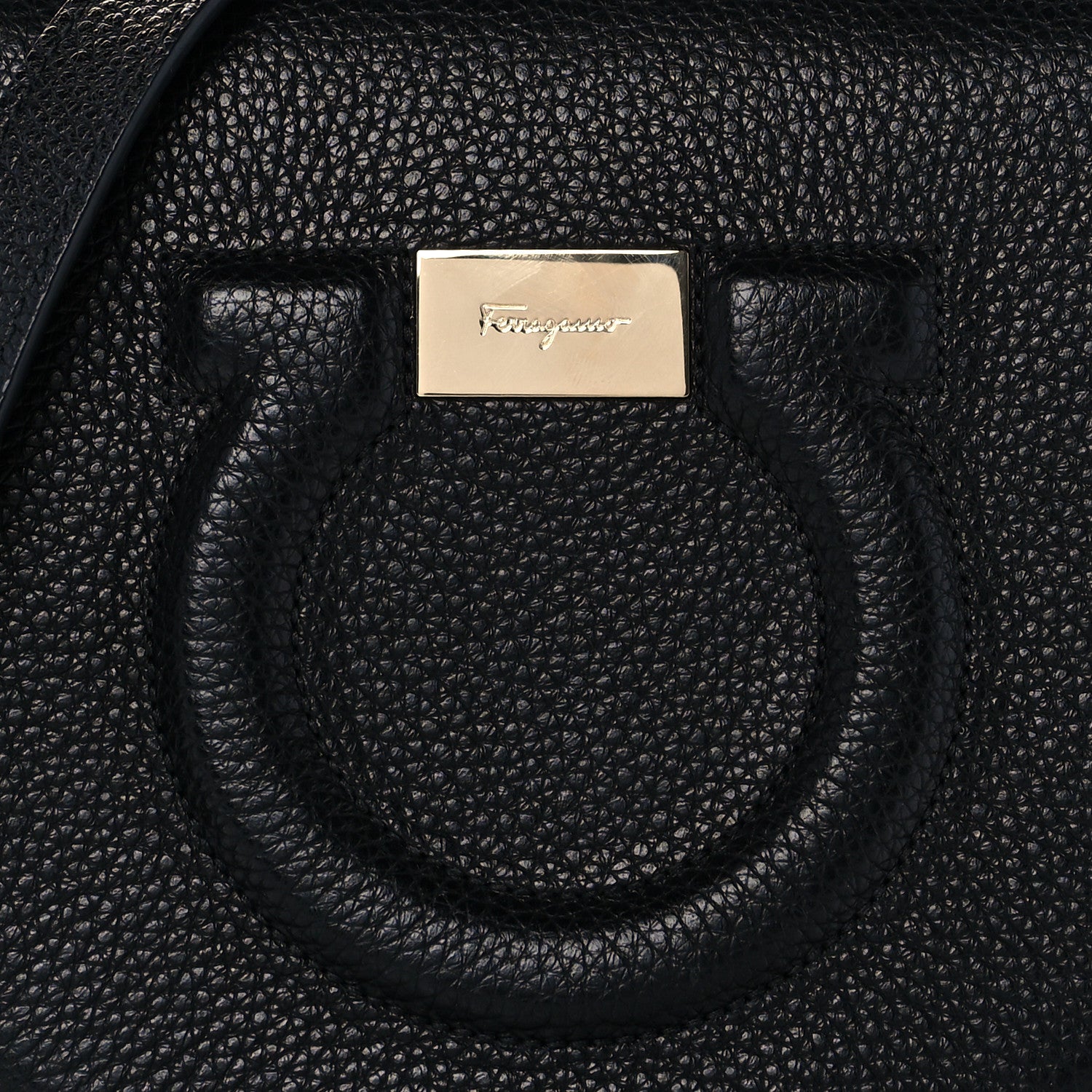 Salvatore Ferragamo Hammered Calfskin Crossbody Bag Gancini Black 7 of 9