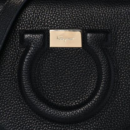 Salvatore Ferragamo Hammered Calfskin Crossbody Bag Gancini Black 7 of 9