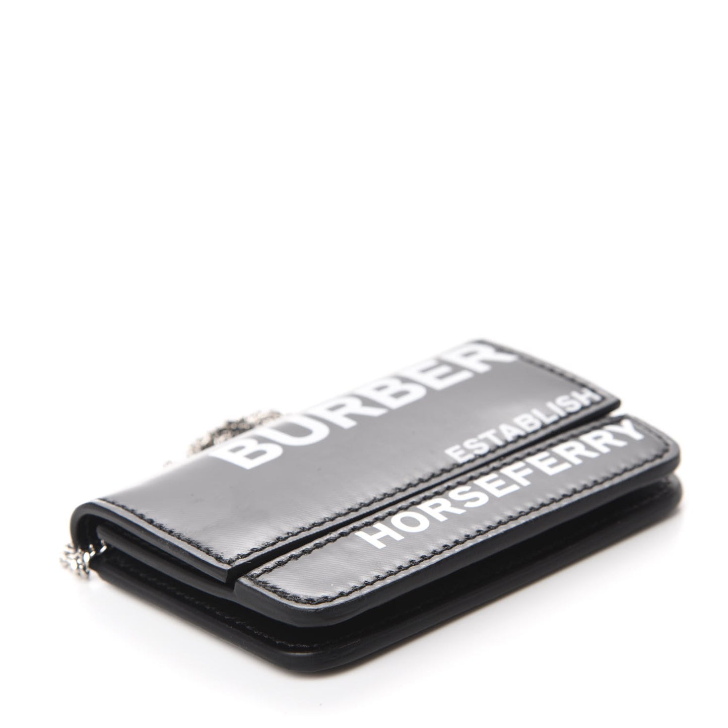 Coated Canvas Horseferry Print Mini Jody Chain Card Case Black