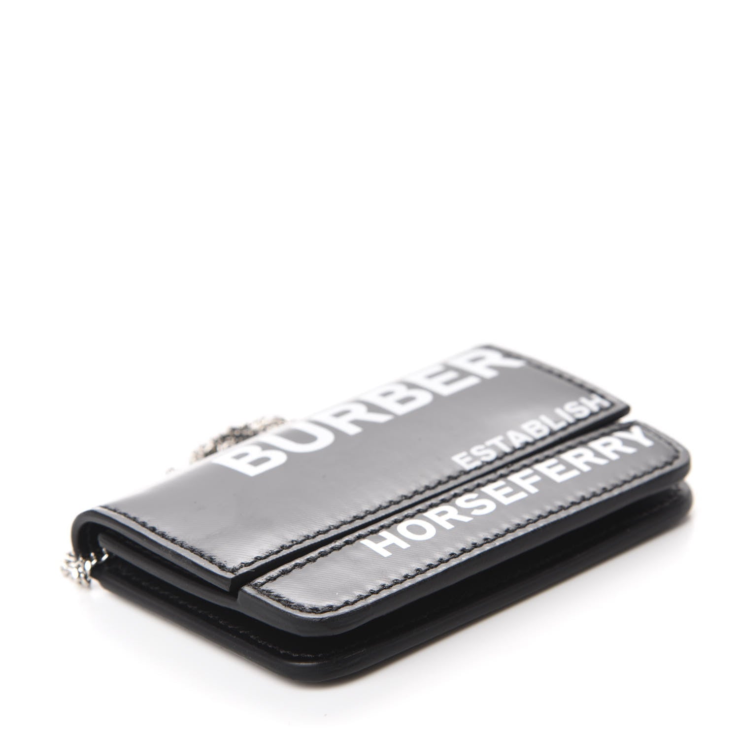 Burberry Coated Canvas Horseferry Print Mini Jody Chain Card Case Black 4 of 10