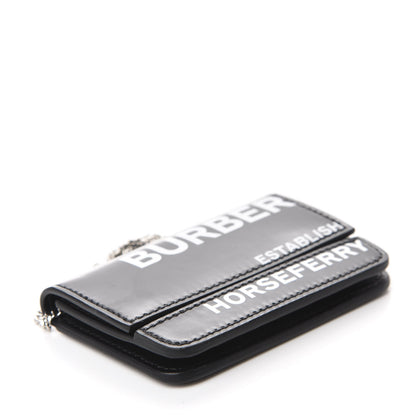 Burberry Coated Canvas Horseferry Print Mini Jody Chain Card Case Black 4 of 10