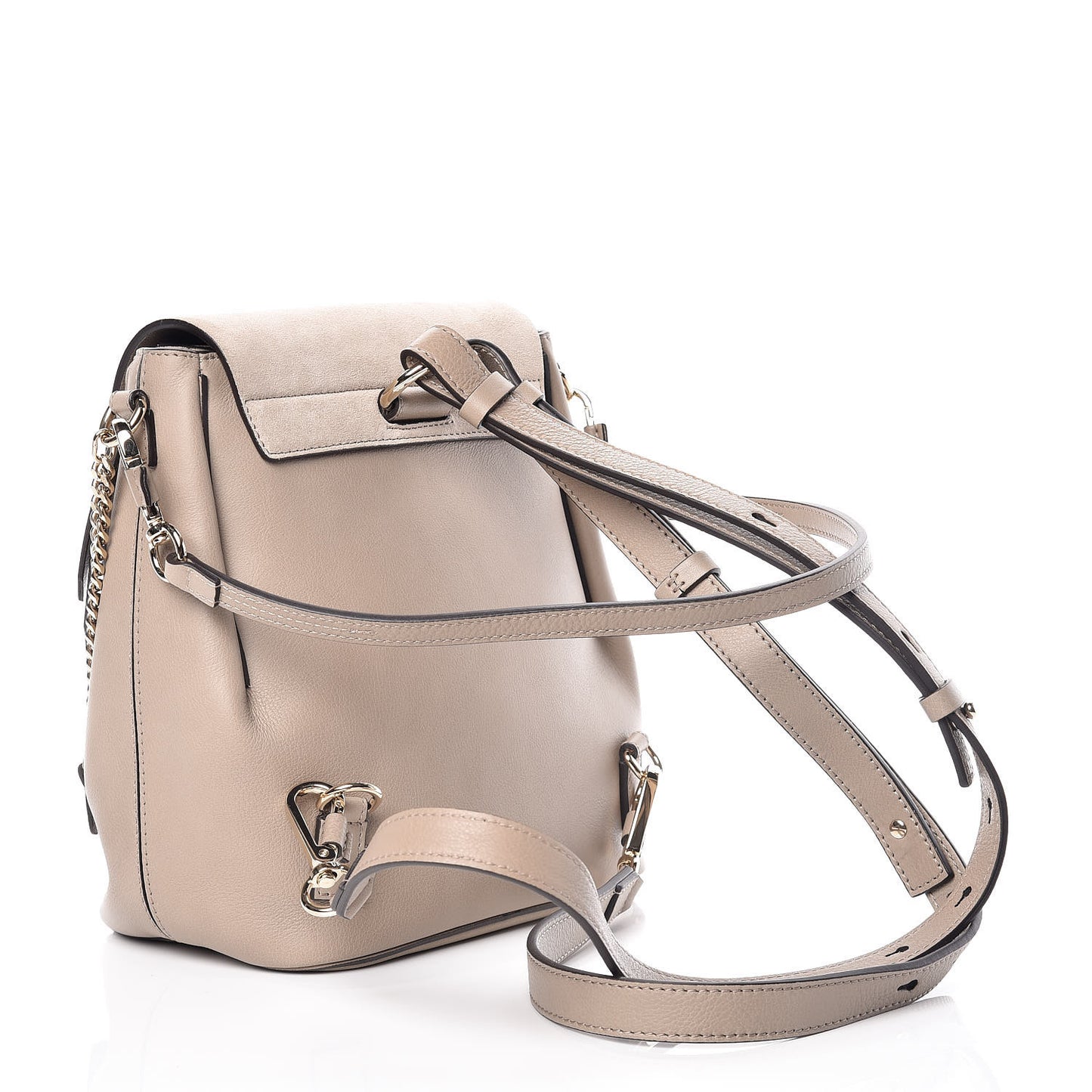 Suede Calfskin Small Faye Backpack Motty Grey