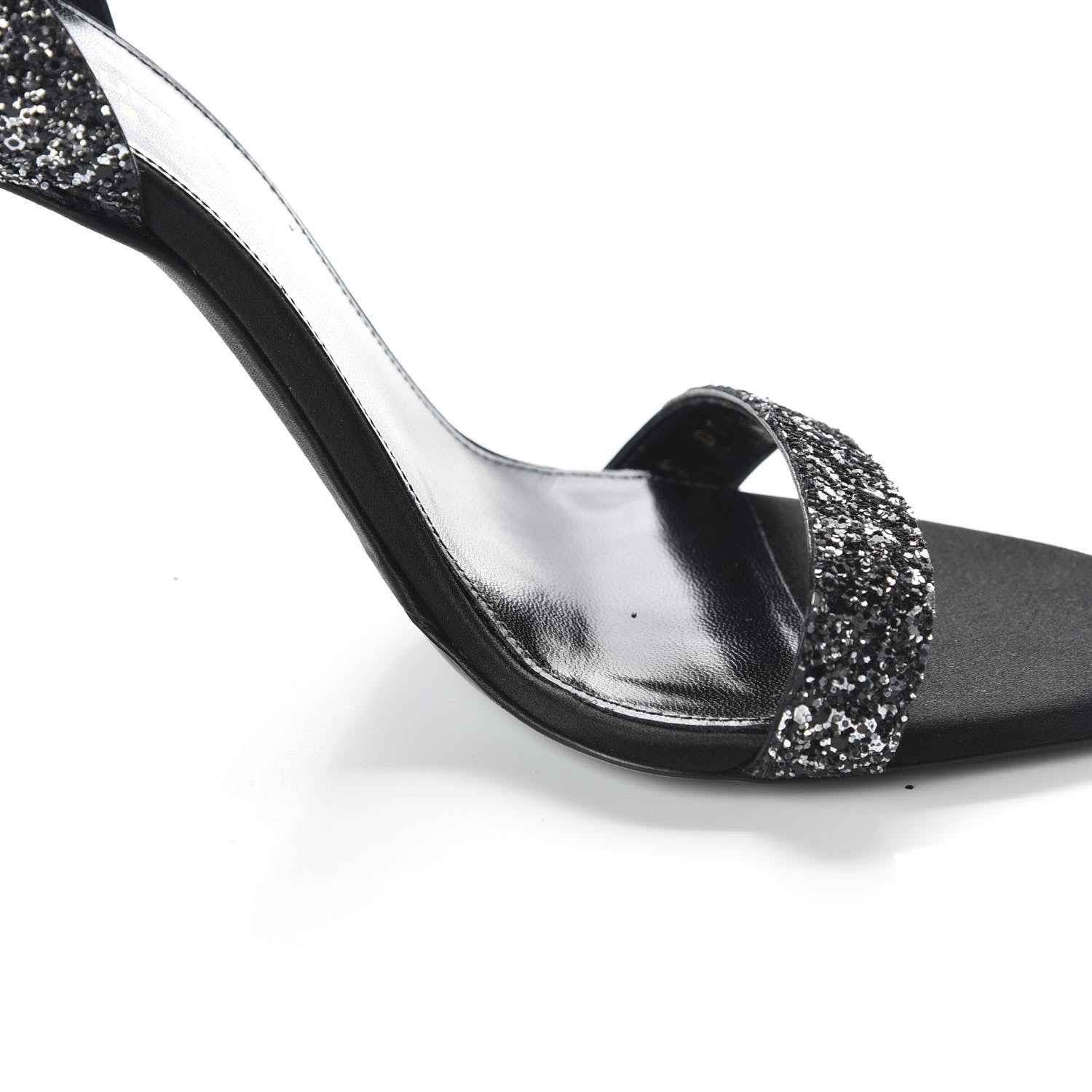 Saint Laurent Glitter Amber 105 Ankle Strap Sandals 39 Black 9 of 14