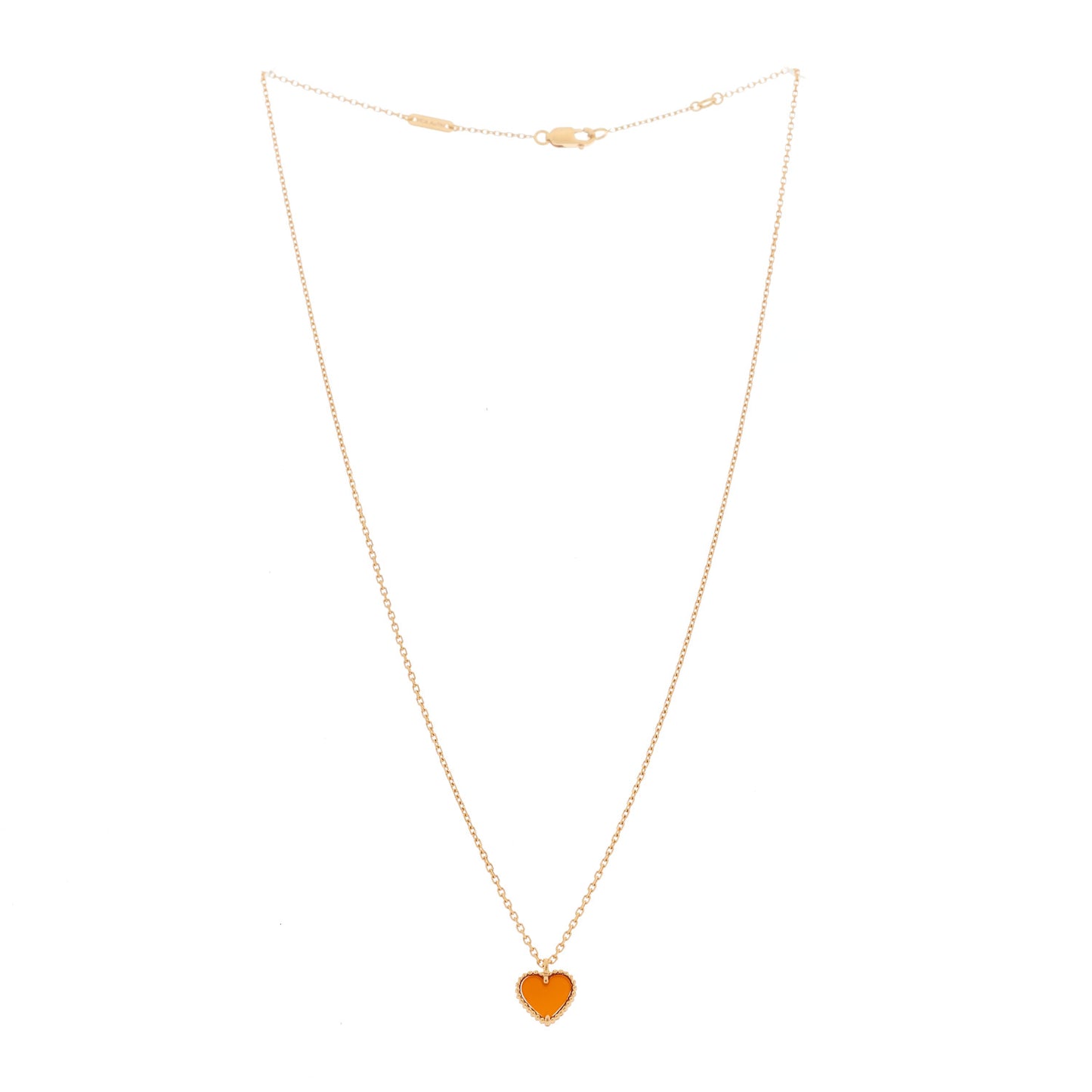 18k Rose Gold Carnelian Sweet Alhambra Heart Pendant Necklace