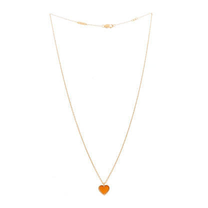 Van Cleef & Arpels 18k Rose Gold Carnelian Sweet Alhambra Heart Pendant Necklace 3 of 5
