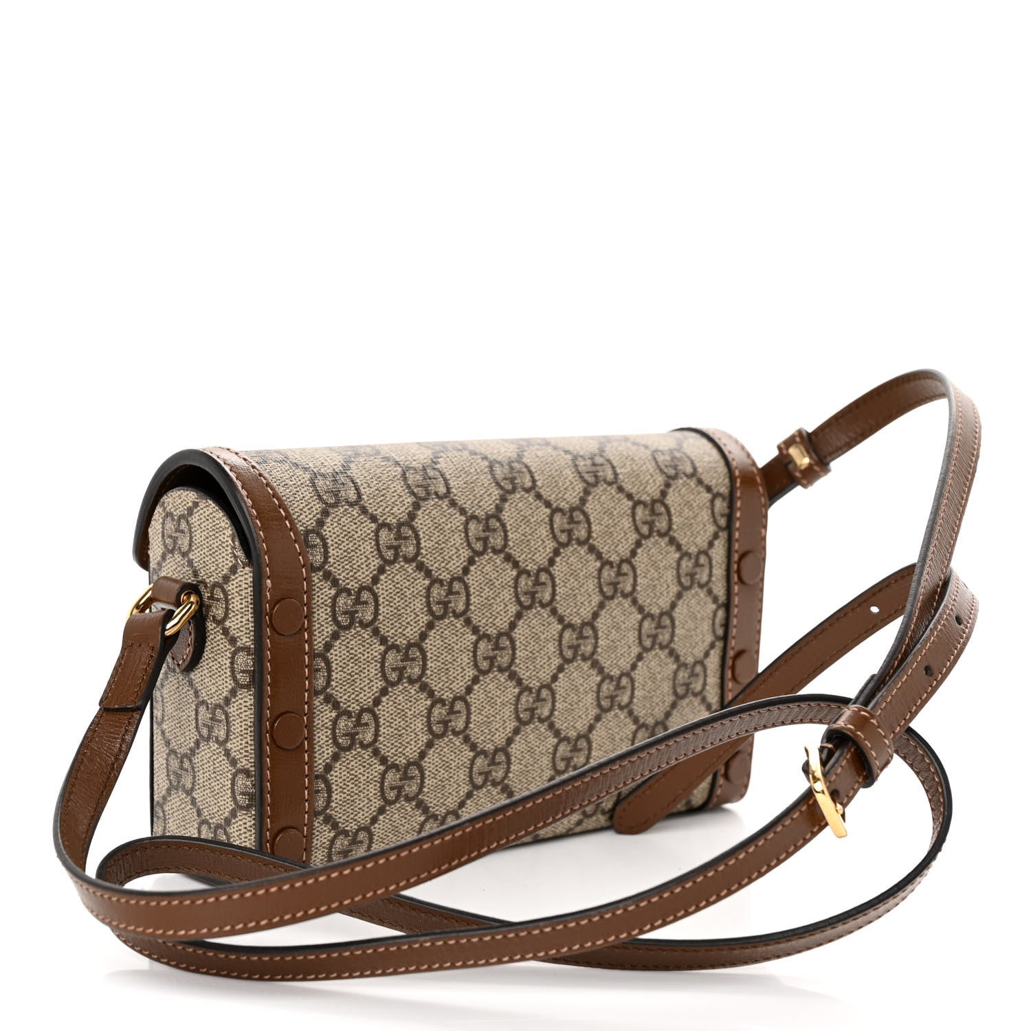 Gucci GG Supreme Monogram Mini Horsebit 1955 Shoulder Bag Beige Brown Sugar 3 of 10