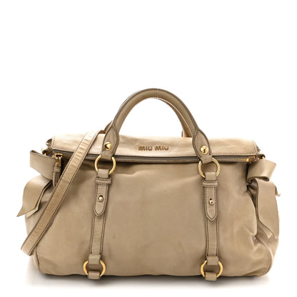 Miu Miu Vitello Lux Bow Bag Beige 1 of 14