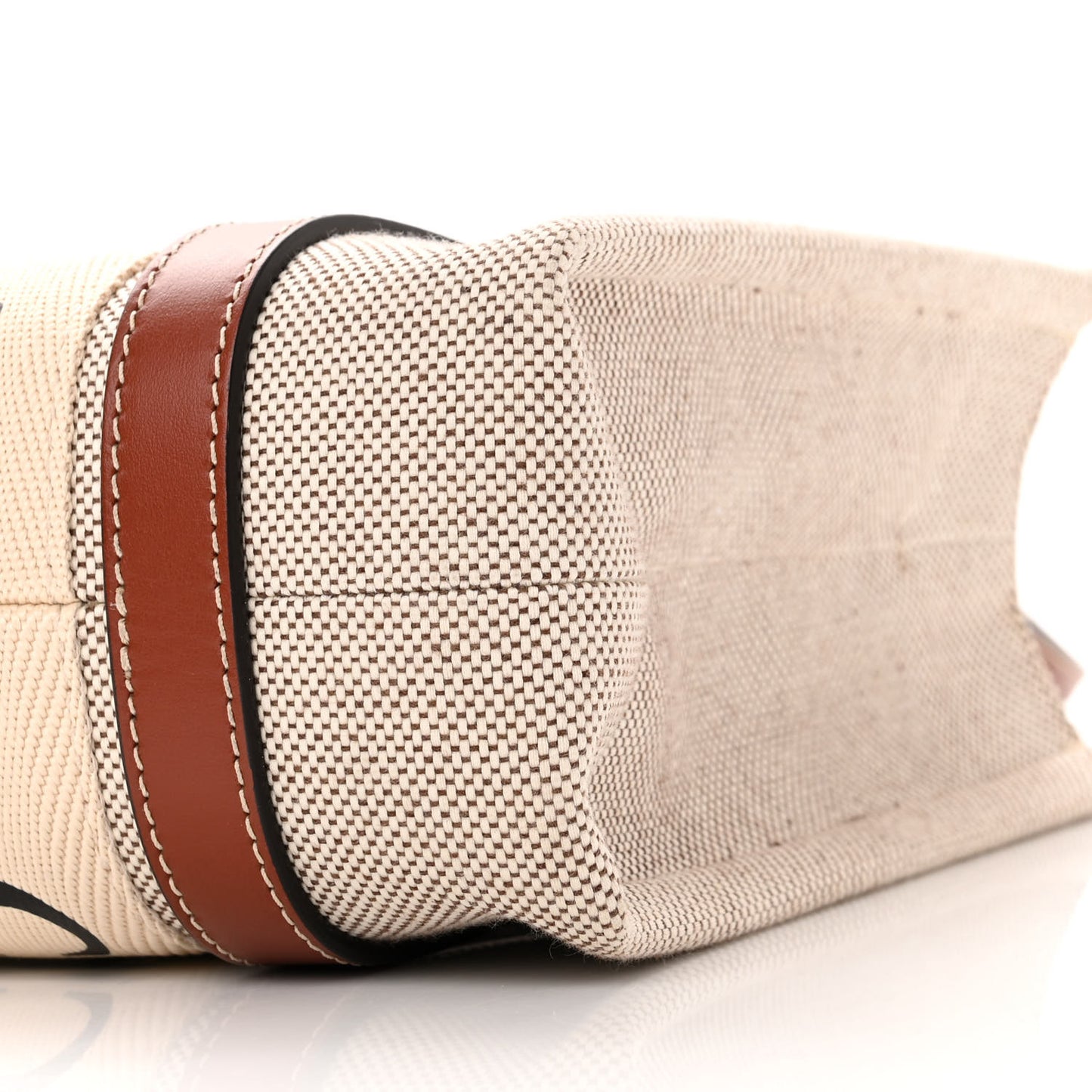 Cotton Calfskin Small Woody Ribbon Tote With Strap White Brown