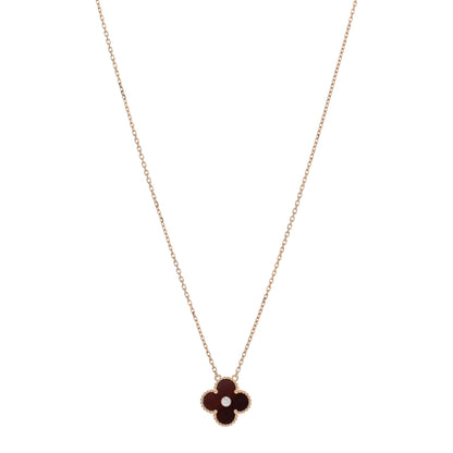 Van Cleef & Arpels 18K Rose Gold Diamond Bulls Eye Vintage Alhambra Pendant Necklace 1 of 4