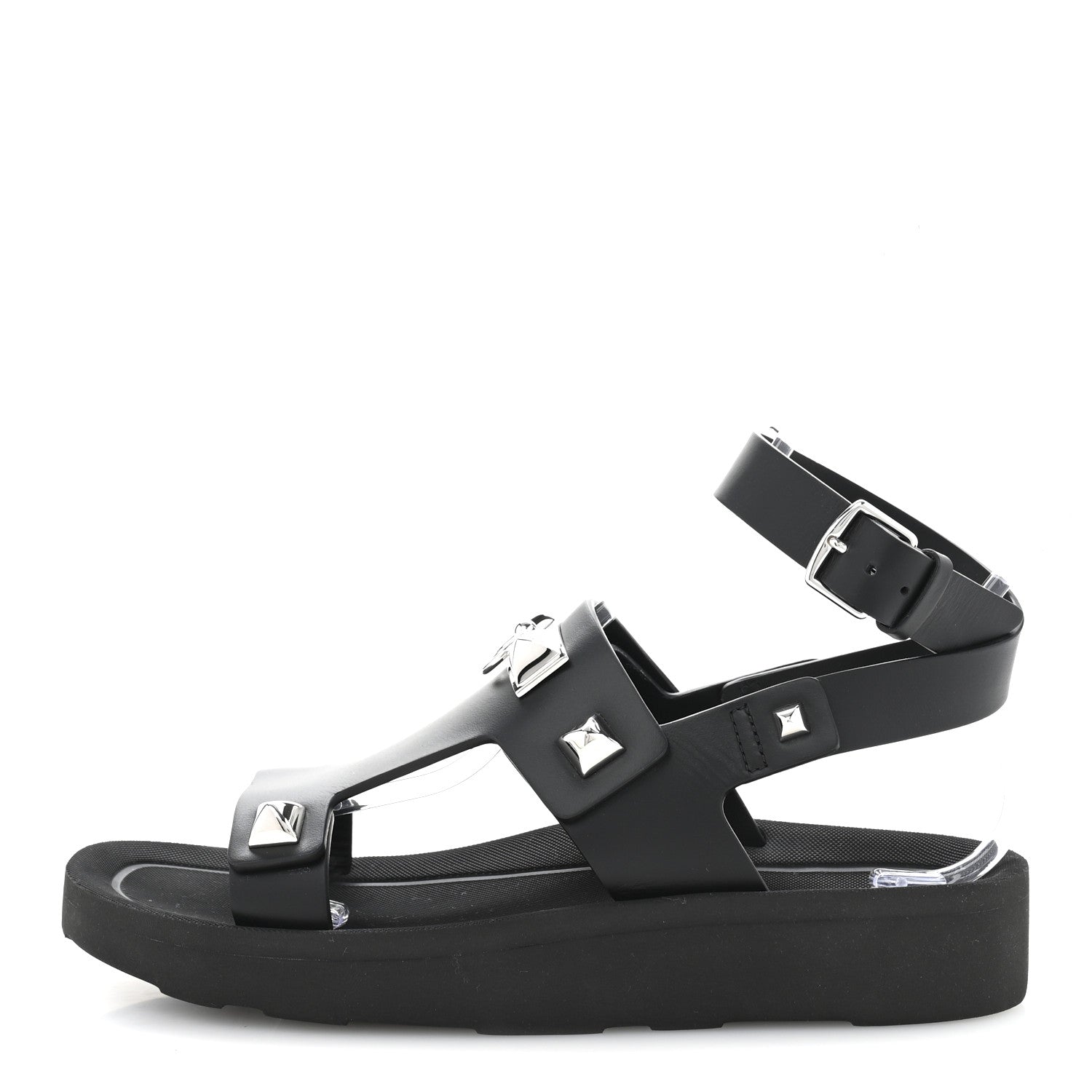 Hermes Calfskin Medor Studded Womens Intuition Sandals 38 Black 1 of 13
