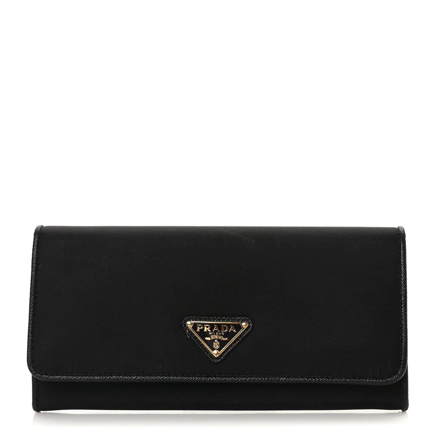 Tessuto Nylon Soft Calf Continental Flap Wallet Black