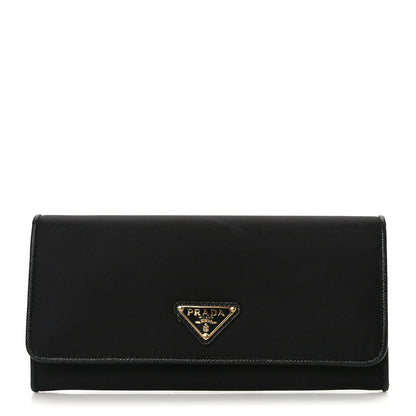 Prada Tessuto Nylon Soft Calf Continental Flap Wallet Black 1 of 8
