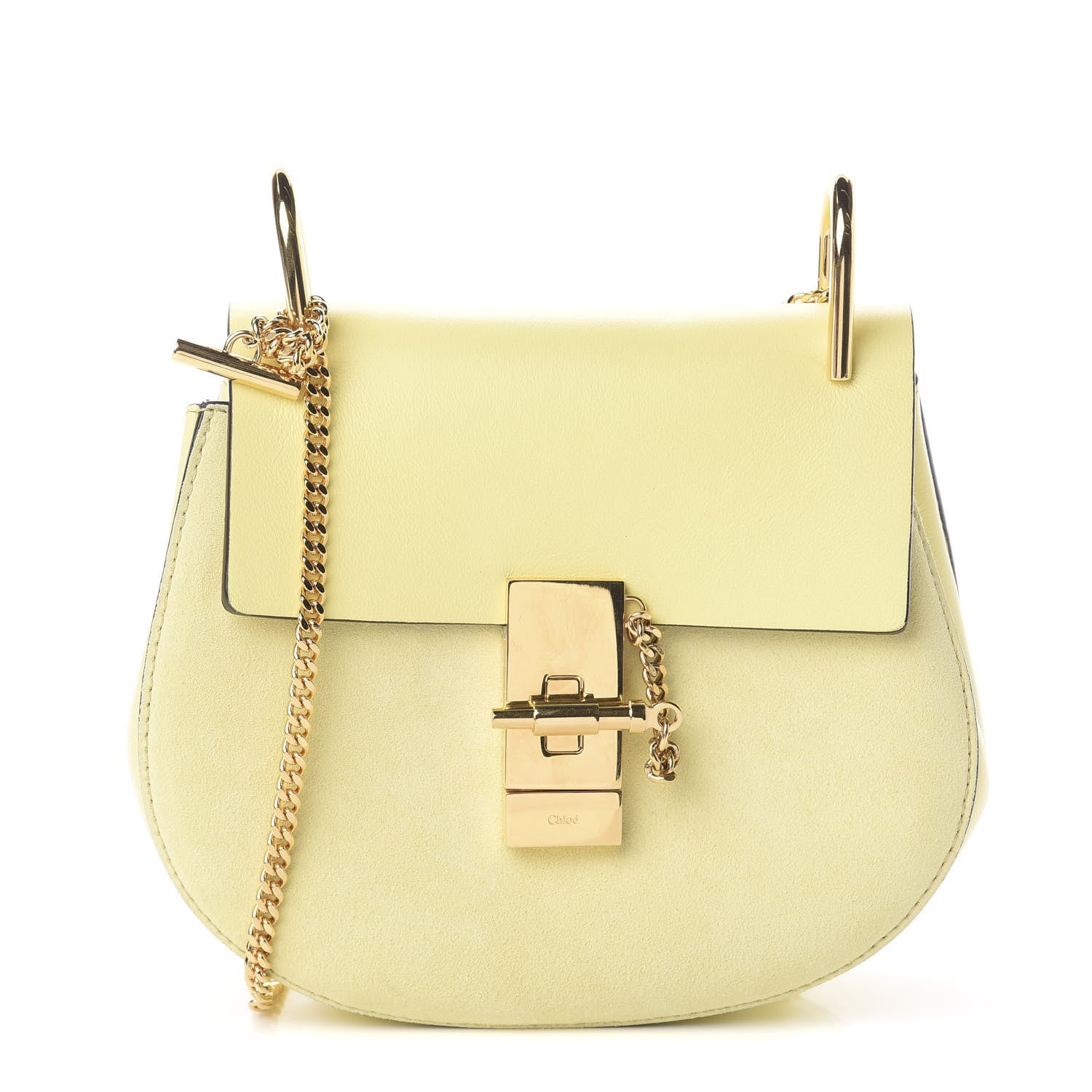 Chloe Suede Smooth Calfskin Mini Drew Shoulder Bag Lemonade 1 of 7