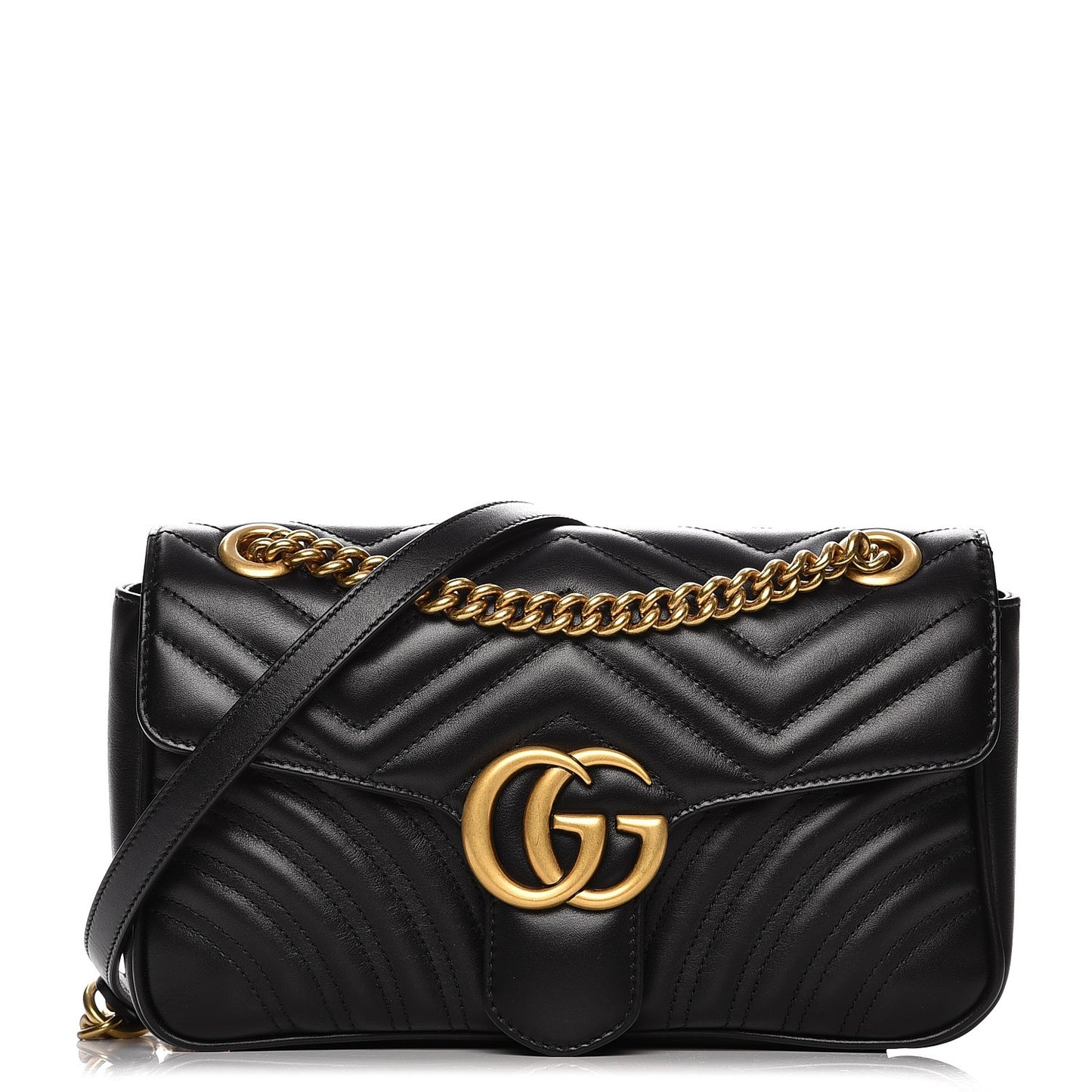 Calfskin Matelasse Small GG Marmont Shoulder Bag Black