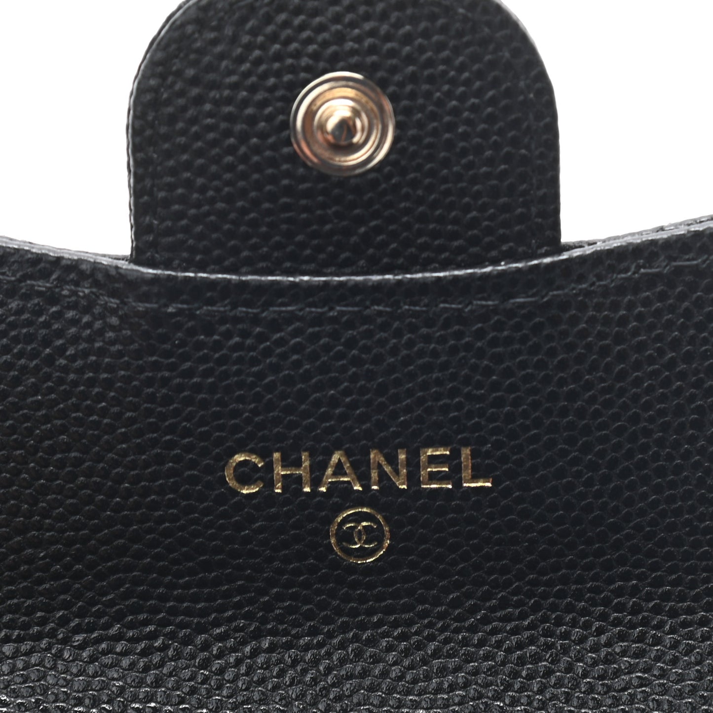 Caviar Quilted Flap Card Holder Chain Wristlet Black
