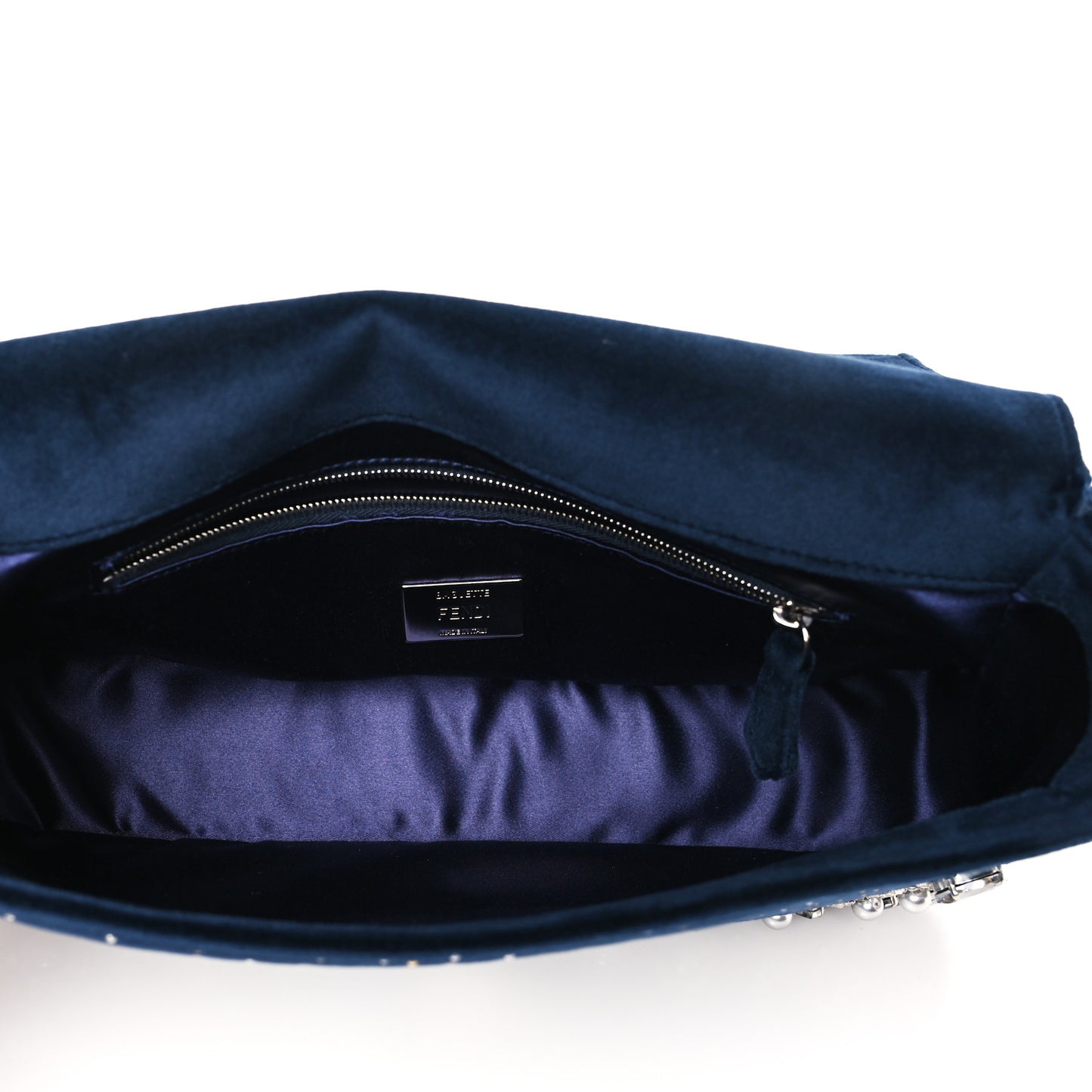 Velvet Crystal Embellished Baguette Midnight
