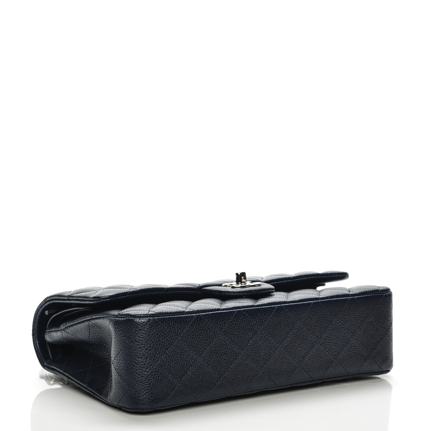 Caviar Quilted Medium Double Flap Navy